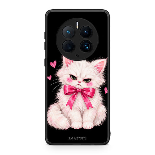 Θήκη Huawei Mate 50 Pro Grumpy Party Kitten on Black από τη Smartfits με σχέδιο στο πίσω μέρος και μαύρο περίβλημα | Huawei Mate 50 Pro Grumpy Party Kitten on Black case with colorful back and black bezels