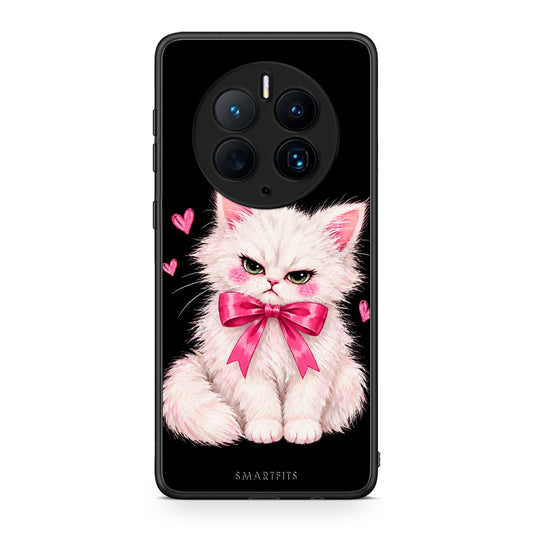 Θήκη Huawei Mate 50 Pro Grumpy Party Kitten on Black από τη Smartfits με σχέδιο στο πίσω μέρος και μαύρο περίβλημα | Huawei Mate 50 Pro Grumpy Party Kitten on Black case with colorful back and black bezels
