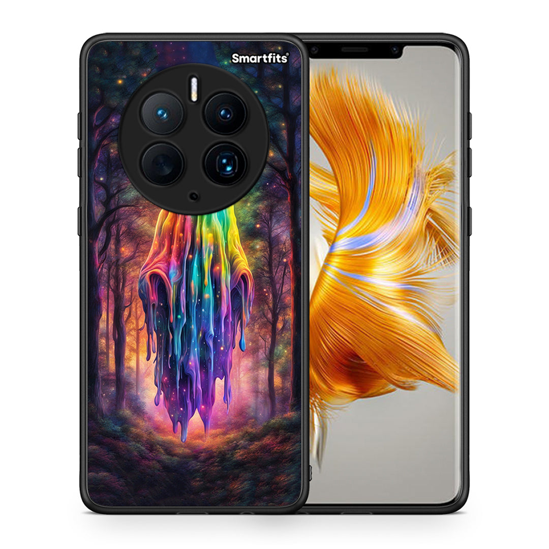 Θήκη Huawei Mate 50 Pro Halloween Ghost από τη Smartfits με σχέδιο στο πίσω μέρος και μαύρο περίβλημα | Huawei Mate 50 Pro Halloween Ghost Case with Colorful Back and Black Bezels