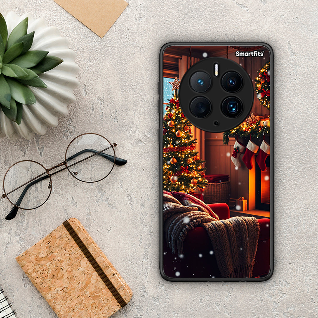 Θήκη Huawei Mate 50 Pro Home For Christmas από τη Smartfits με σχέδιο στο πίσω μέρος και μαύρο περίβλημα | Huawei Mate 50 Pro Home For Christmas Case with Colorful Back and Black Bezels
