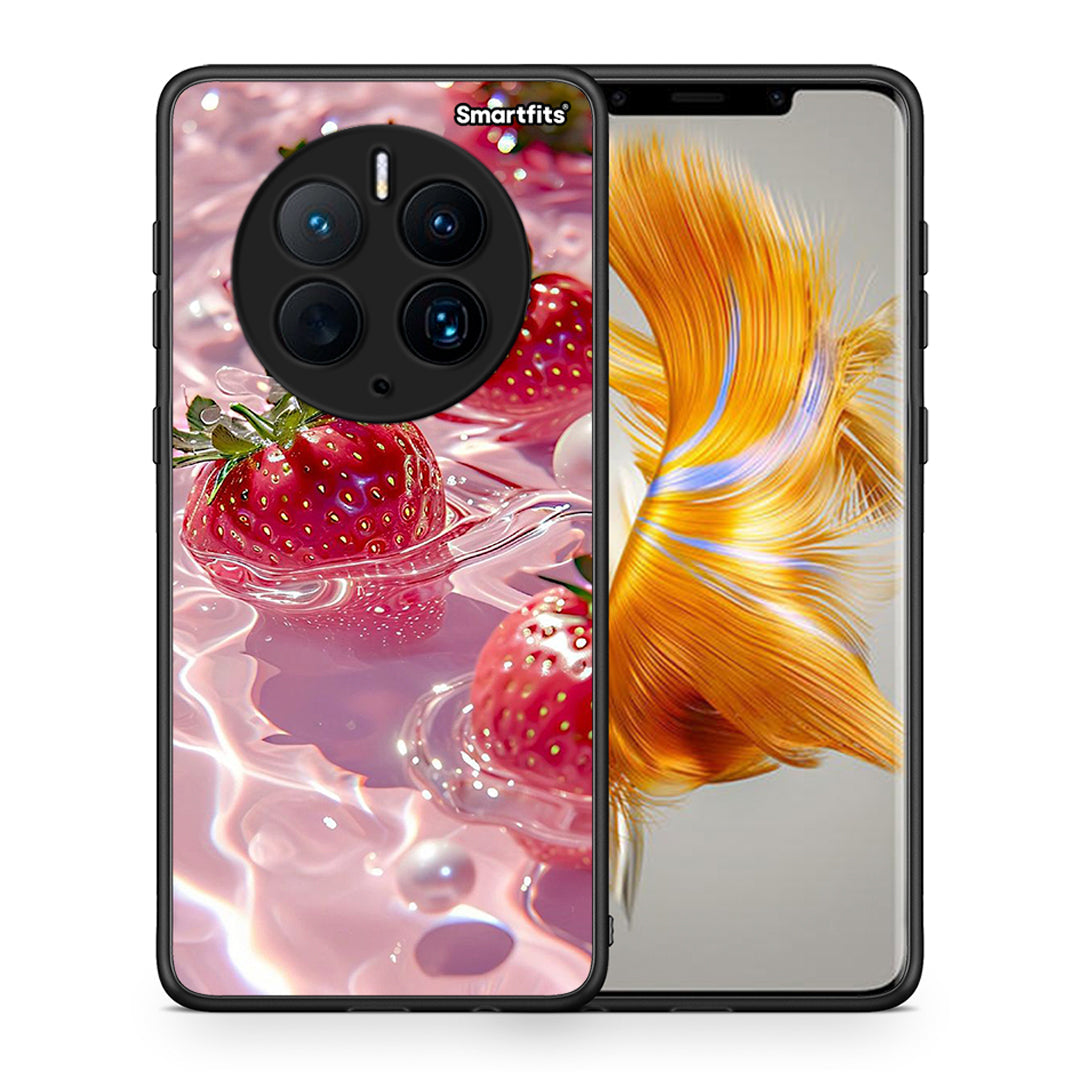 Θήκη Huawei Mate 50 Pro Juicy Strawberries από τη Smartfits με σχέδιο στο πίσω μέρος και μαύρο περίβλημα | Huawei Mate 50 Pro Juicy Strawberries Case with Colorful Back and Black Bezels