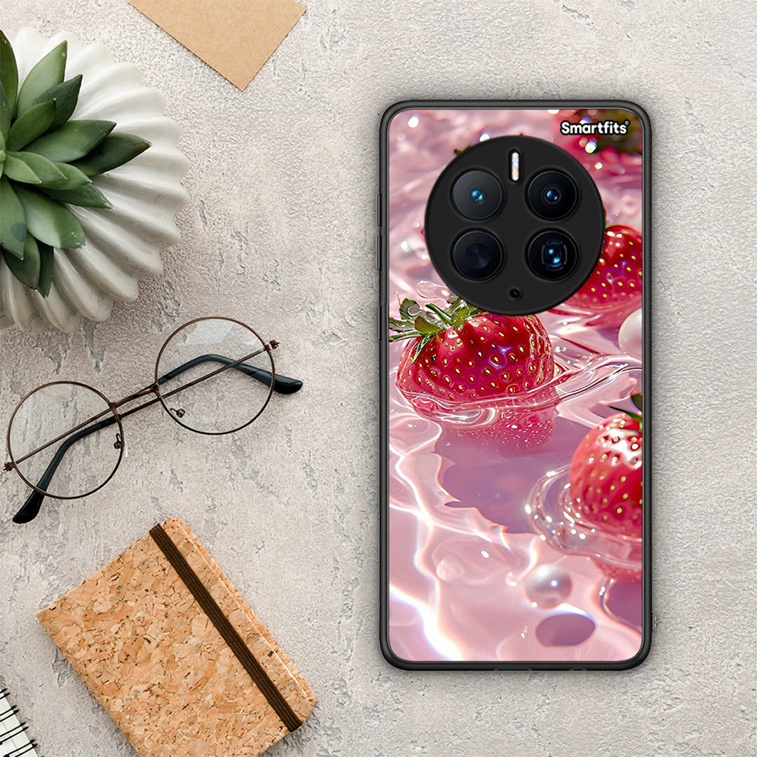 Θήκη Huawei Mate 50 Pro Juicy Strawberries από τη Smartfits με σχέδιο στο πίσω μέρος και μαύρο περίβλημα | Huawei Mate 50 Pro Juicy Strawberries Case with Colorful Back and Black Bezels