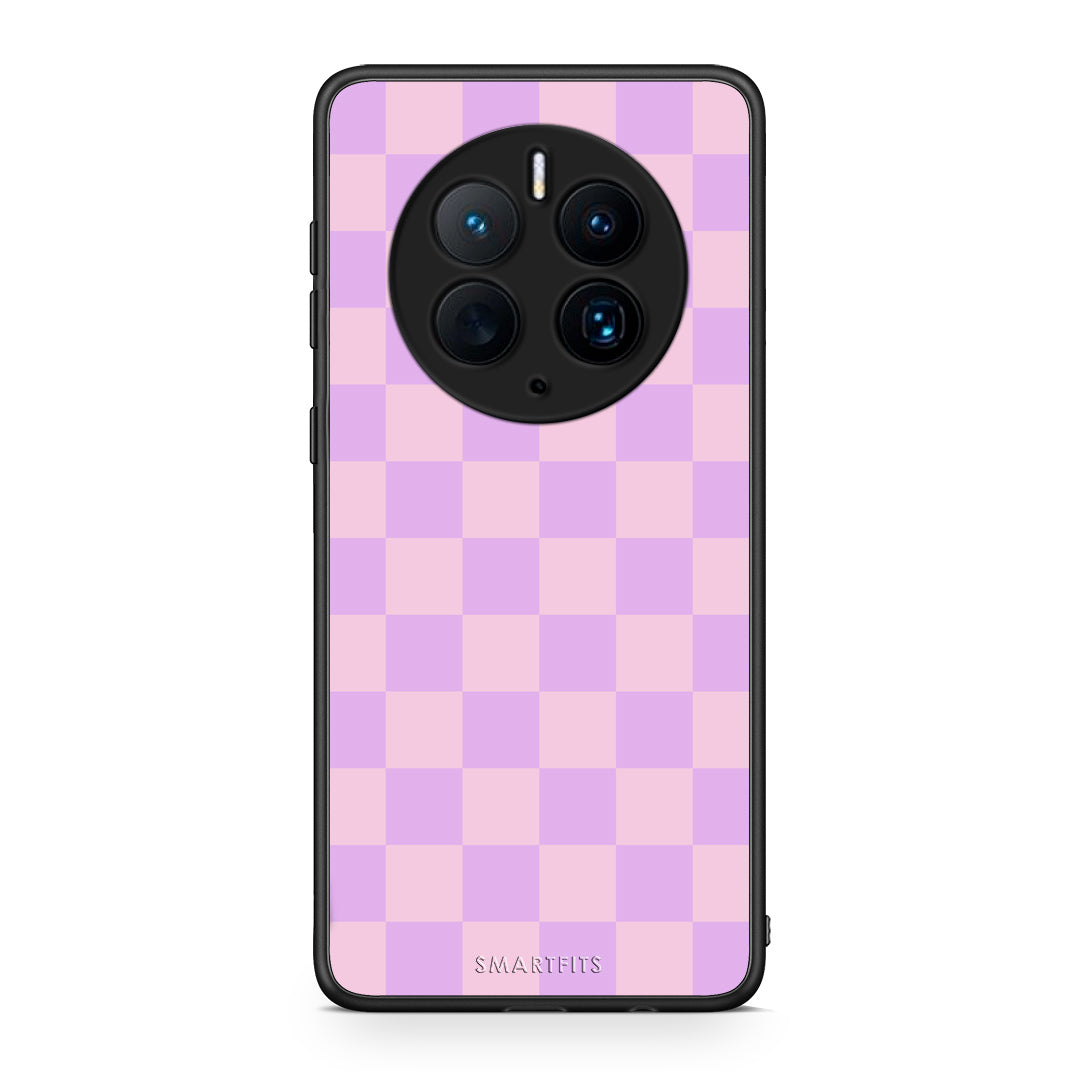 Θήκη Huawei Mate 50 Pro Lavender and Pink Checkerboard από τη Smartfits με σχέδιο στο πίσω μέρος και μαύρο περίβλημα | Huawei Mate 50 Pro Lavender and Pink Checkerboard case with colorful back and black bezels