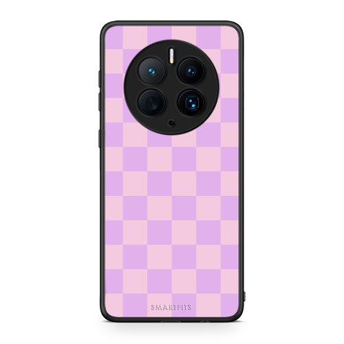 Θήκη Huawei Mate 50 Pro Lavender and Pink Checkerboard από τη Smartfits με σχέδιο στο πίσω μέρος και μαύρο περίβλημα | Huawei Mate 50 Pro Lavender and Pink Checkerboard case with colorful back and black bezels