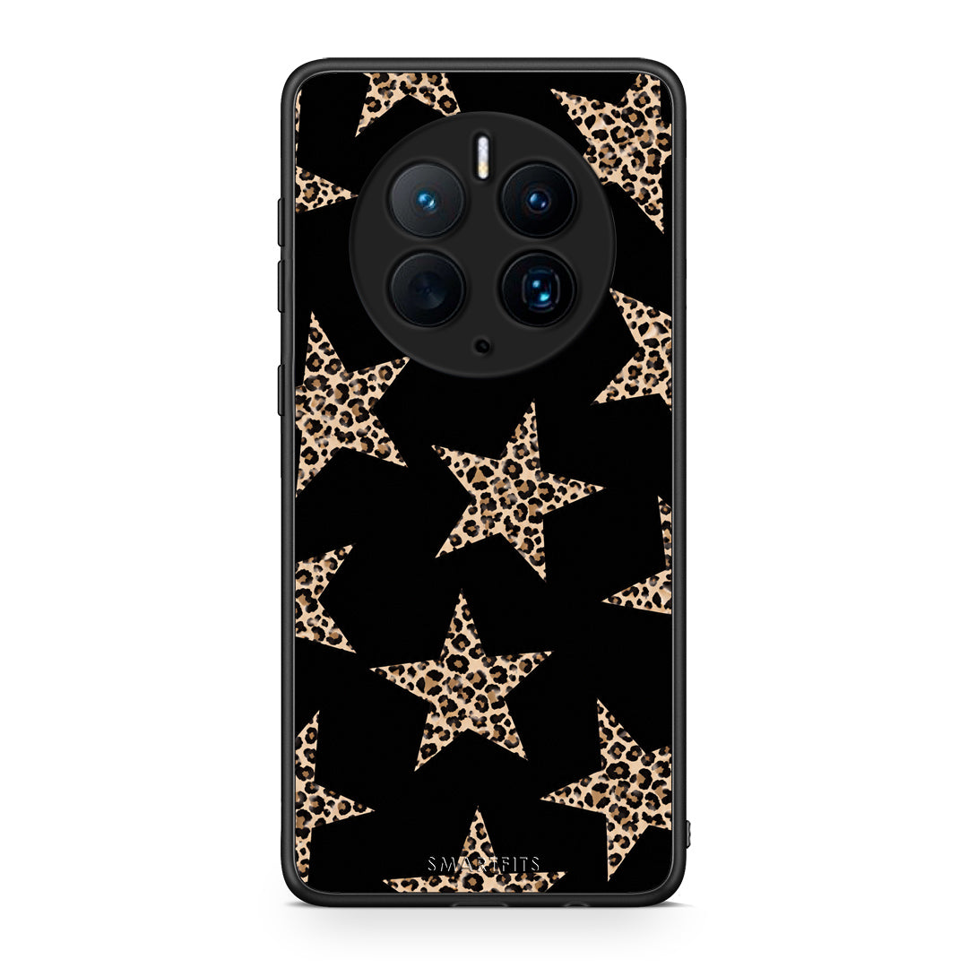 Θήκη Huawei Mate 50 Pro Leopard Stars on Black από τη Smartfits με σχέδιο στο πίσω μέρος και μαύρο περίβλημα | Huawei Mate 50 Pro Leopard Stars on Black case with colorful back and black bezels