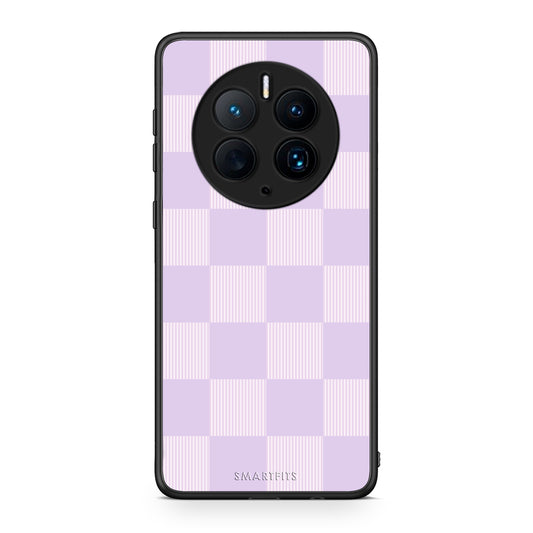 Θήκη Huawei Mate 50 Pro Lilac and Cream Striped Checks από τη Smartfits με σχέδιο στο πίσω μέρος και μαύρο περίβλημα | Huawei Mate 50 Pro Lilac and Cream Striped Checks case with colorful back and black bezels