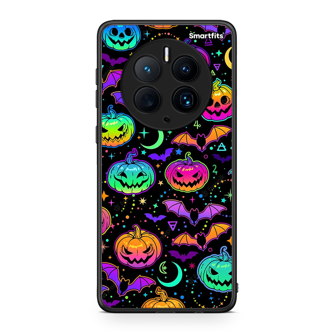 Θήκη Huawei Mate 50 Pro Neon Halloween από τη Smartfits με σχέδιο στο πίσω μέρος και μαύρο περίβλημα | Huawei Mate 50 Pro Neon Halloween Case with Colorful Back and Black Bezels