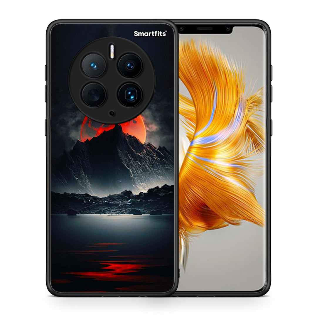 Θήκη Huawei Mate 50 Pro Red Full Moon από τη Smartfits με σχέδιο στο πίσω μέρος και μαύρο περίβλημα | Huawei Mate 50 Pro Red Full Moon Case with Colorful Back and Black Bezels