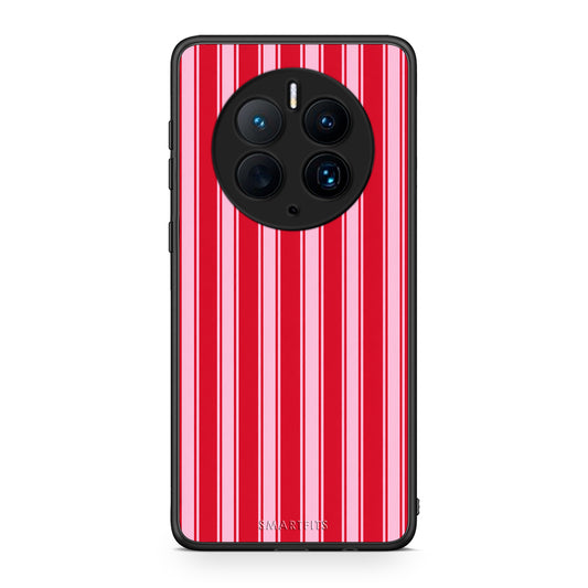 Θήκη Huawei Mate 50 Pro Red and Pink Vertical Pinstripes από τη Smartfits με σχέδιο στο πίσω μέρος και μαύρο περίβλημα | Huawei Mate 50 Pro Red and Pink Vertical Pinstripes case with colorful back and black bezels