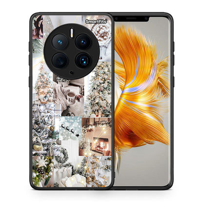 Θήκη Huawei Mate 50 Pro White Christmas από τη Smartfits με σχέδιο στο πίσω μέρος και μαύρο περίβλημα | Huawei Mate 50 Pro White Christmas Case with Colorful Back and Black Bezels
