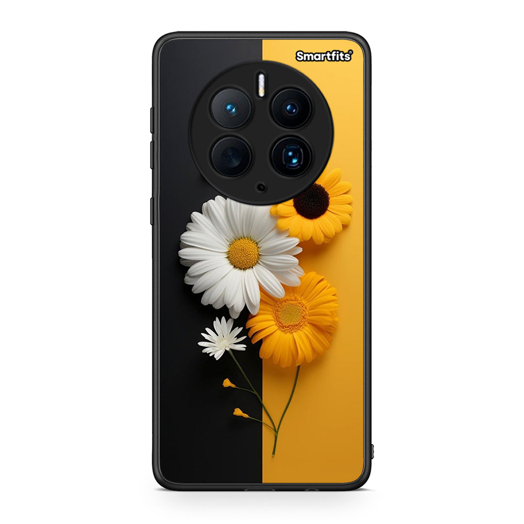 Θήκη Huawei Mate 50 Pro Yellow Daisies από τη Smartfits με σχέδιο στο πίσω μέρος και μαύρο περίβλημα | Huawei Mate 50 Pro Yellow Daisies Case with Colorful Back and Black Bezels