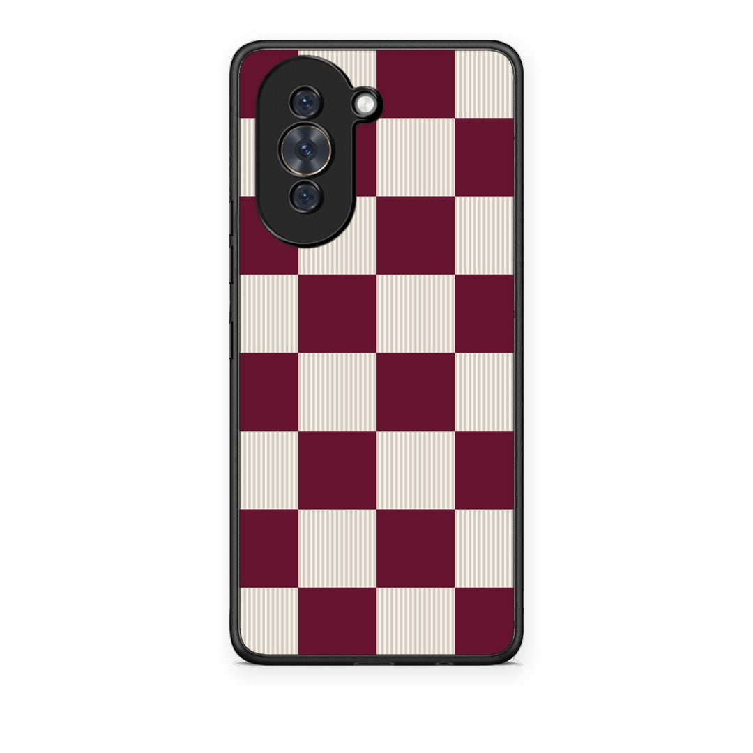 Θήκη Huawei Nova 10 Burgundy and Cream Striped Checks από τη Smartfits με σχέδιο στο πίσω μέρος και μαύρο περίβλημα | Huawei Nova 10 Burgundy and Cream Striped Checks case with colorful back and black bezels