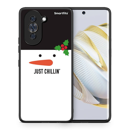 Θήκη Huawei Nova 10 Christmas Chillin από τη Smartfits με σχέδιο στο πίσω μέρος και μαύρο περίβλημα | Huawei Nova 10 Christmas Chillin case with colorful back and black bezels