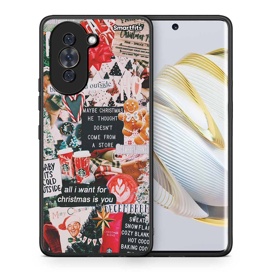 Θήκη Huawei Nova 10 Christmas Happiness από τη Smartfits με σχέδιο στο πίσω μέρος και μαύρο περίβλημα | Huawei Nova 10 Christmas Happiness case with colorful back and black bezels