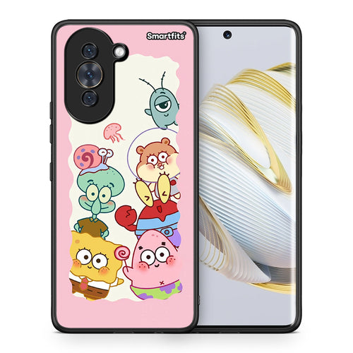 Θήκη Huawei Nova 10 Cute Companion από τη Smartfits με σχέδιο στο πίσω μέρος και μαύρο περίβλημα | Huawei Nova 10 Cute Companion case with colorful back and black bezels