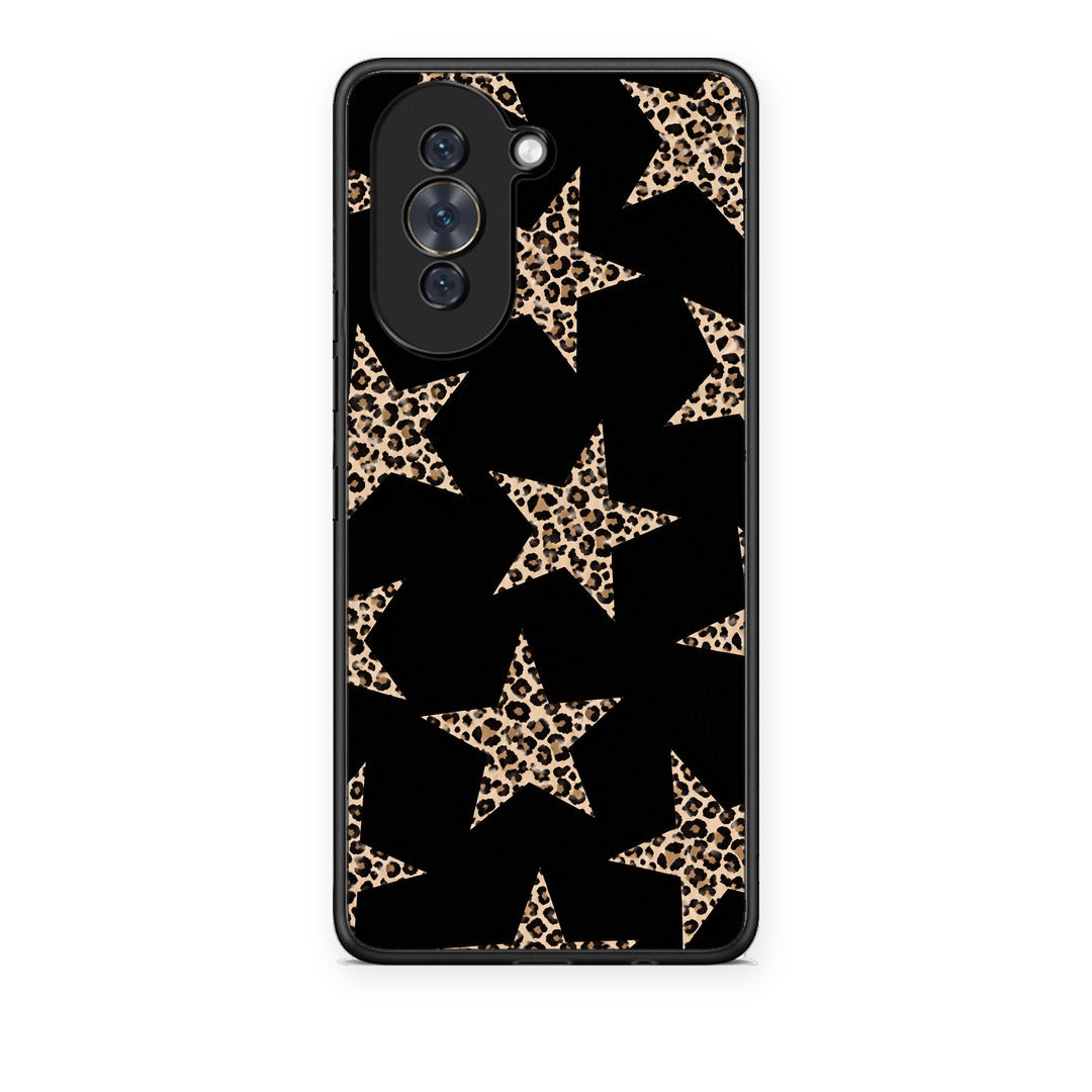 Θήκη Huawei Nova 10 Leopard Stars on Black από τη Smartfits με σχέδιο στο πίσω μέρος και μαύρο περίβλημα | Huawei Nova 10 Leopard Stars on Black case with colorful back and black bezels