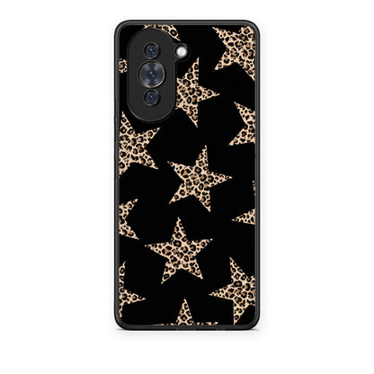 Θήκη Huawei Nova 10 Leopard Stars on Black από τη Smartfits με σχέδιο στο πίσω μέρος και μαύρο περίβλημα | Huawei Nova 10 Leopard Stars on Black case with colorful back and black bezels