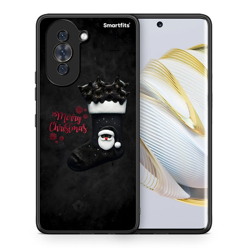 Θήκη Huawei Nova 10 Merry Cat Christmas από τη Smartfits με σχέδιο στο πίσω μέρος και μαύρο περίβλημα | Huawei Nova 10 Merry Cat Christmas case with colorful back and black bezels