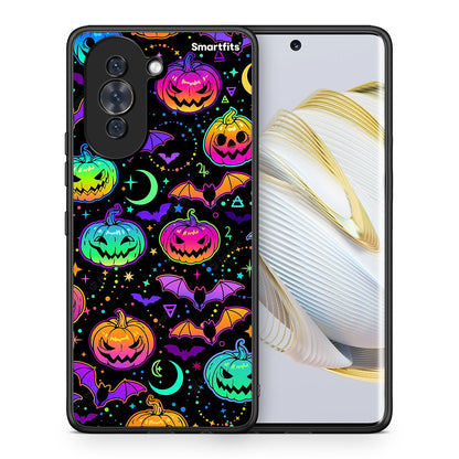 Θήκη Huawei Nova 10 Neon Halloween από τη Smartfits με σχέδιο στο πίσω μέρος και μαύρο περίβλημα | Huawei Nova 10 Neon Halloween case with colorful back and black bezels