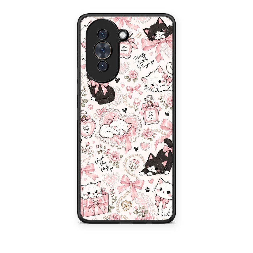 Θήκη Huawei Nova 10 Pink Bows and Kittens Collage από τη Smartfits με σχέδιο στο πίσω μέρος και μαύρο περίβλημα | Huawei Nova 10 Pink Bows and Kittens Collage case with colorful back and black bezels
