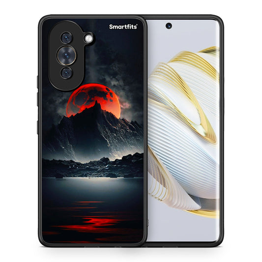 Θήκη Huawei Nova 10 Red Full Moon από τη Smartfits με σχέδιο στο πίσω μέρος και μαύρο περίβλημα | Huawei Nova 10 Red Full Moon case with colorful back and black bezels