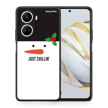Θήκη Huawei Nova 10 SE Christmas Chillin από τη Smartfits με σχέδιο στο πίσω μέρος και μαύρο περίβλημα | Huawei Nova 10 SE Christmas Chillin Case with Colorful Back and Black Bezels