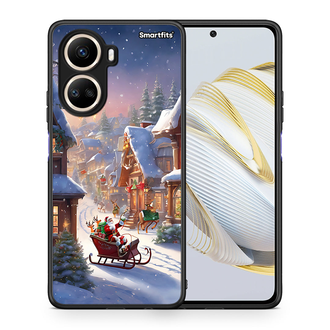 Θήκη Huawei Nova 10 SE Christmas Snow από τη Smartfits με σχέδιο στο πίσω μέρος και μαύρο περίβλημα | Huawei Nova 10 SE Christmas Snow Case with Colorful Back and Black Bezels