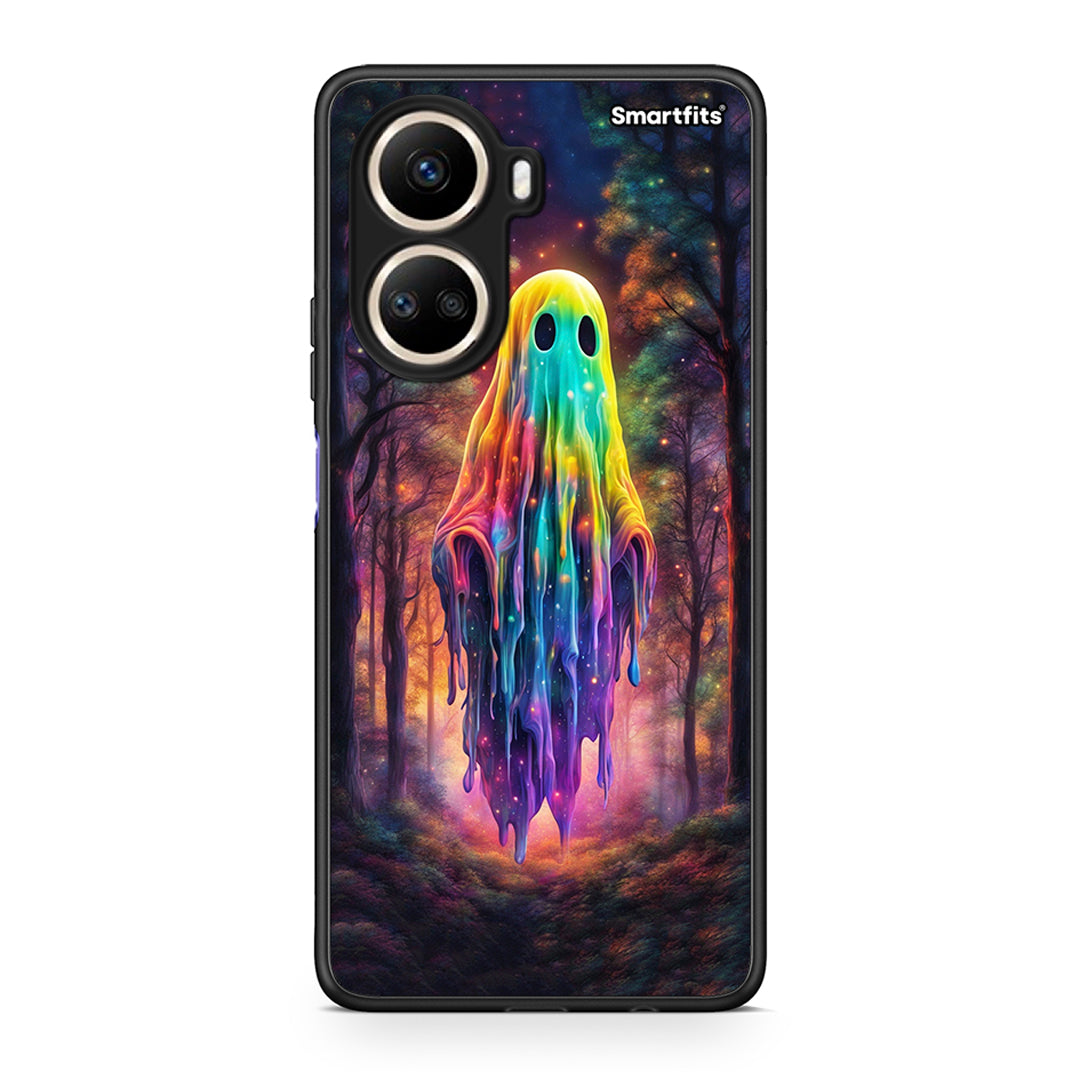 Θήκη Huawei Nova 10 SE Halloween Ghost από τη Smartfits με σχέδιο στο πίσω μέρος και μαύρο περίβλημα | Huawei Nova 10 SE Halloween Ghost Case with Colorful Back and Black Bezels