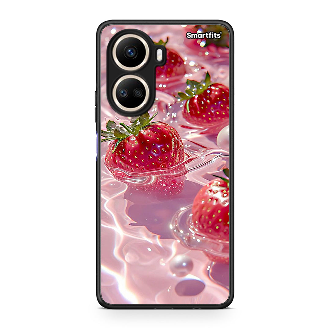 Θήκη Huawei Nova 10 SE Juicy Strawberries από τη Smartfits με σχέδιο στο πίσω μέρος και μαύρο περίβλημα | Huawei Nova 10 SE Juicy Strawberries Case with Colorful Back and Black Bezels