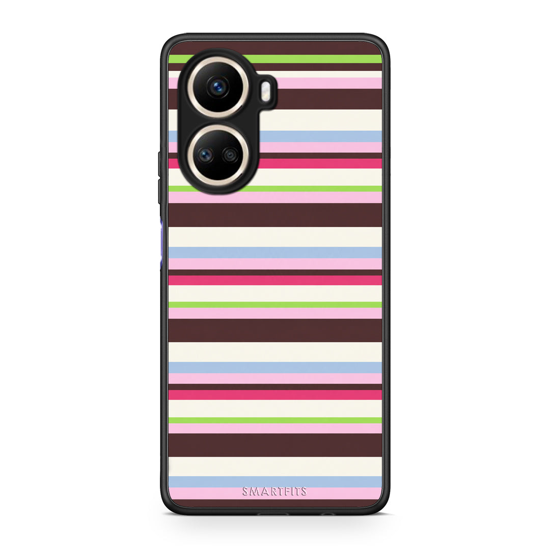 Θήκη Huawei Nova 10 SE Multicolour Horizontal Stripes από τη Smartfits με σχέδιο στο πίσω μέρος και μαύρο περίβλημα | Huawei Nova 10 SE Multicolour Horizontal Stripes case with colorful back and black bezels