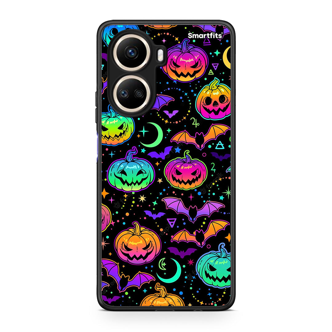 Θήκη Huawei Nova 10 SE Neon Halloween από τη Smartfits με σχέδιο στο πίσω μέρος και μαύρο περίβλημα | Huawei Nova 10 SE Neon Halloween Case with Colorful Back and Black Bezels
