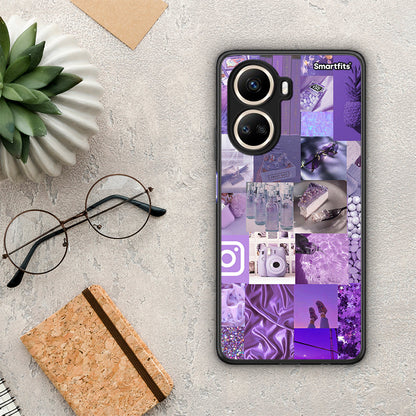 Θήκη Huawei Nova 10 SE Purple Aesthetic Collage από τη Smartfits με σχέδιο στο πίσω μέρος και μαύρο περίβλημα | Huawei Nova 10 SE Purple Aesthetic Collage Case with Colorful Back and Black Bezels