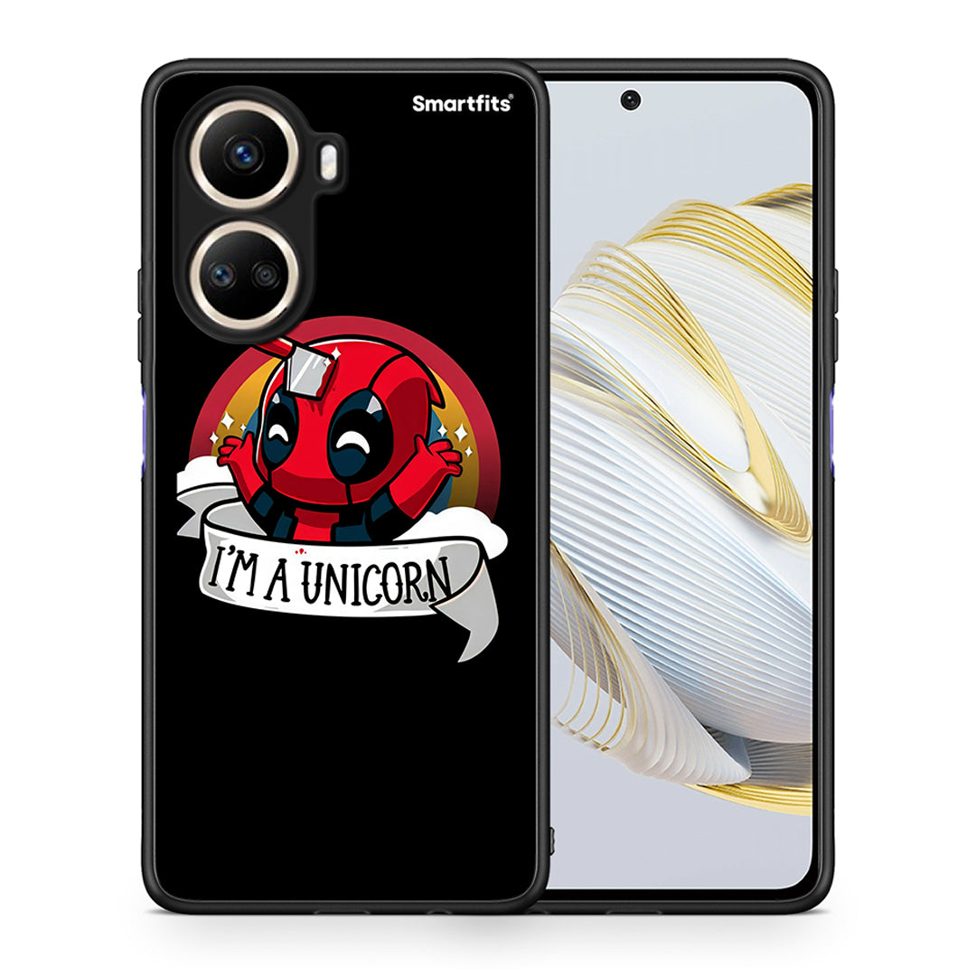 Θήκη Huawei Nova 10 SE Unicorn Deadpool από τη Smartfits με σχέδιο στο πίσω μέρος και μαύρο περίβλημα | Huawei Nova 10 SE Unicorn Deadpool Case with Colorful Back and Black Bezels