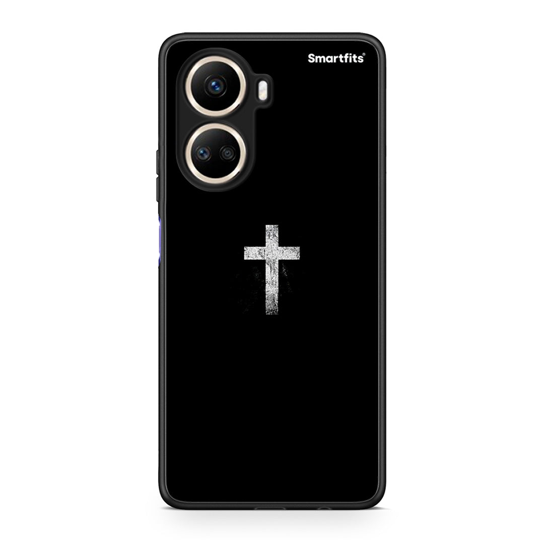 Θήκη Huawei Nova 10 SE White Cross από τη Smartfits με σχέδιο στο πίσω μέρος και μαύρο περίβλημα | Huawei Nova 10 SE White Cross Case with Colorful Back and Black Bezels