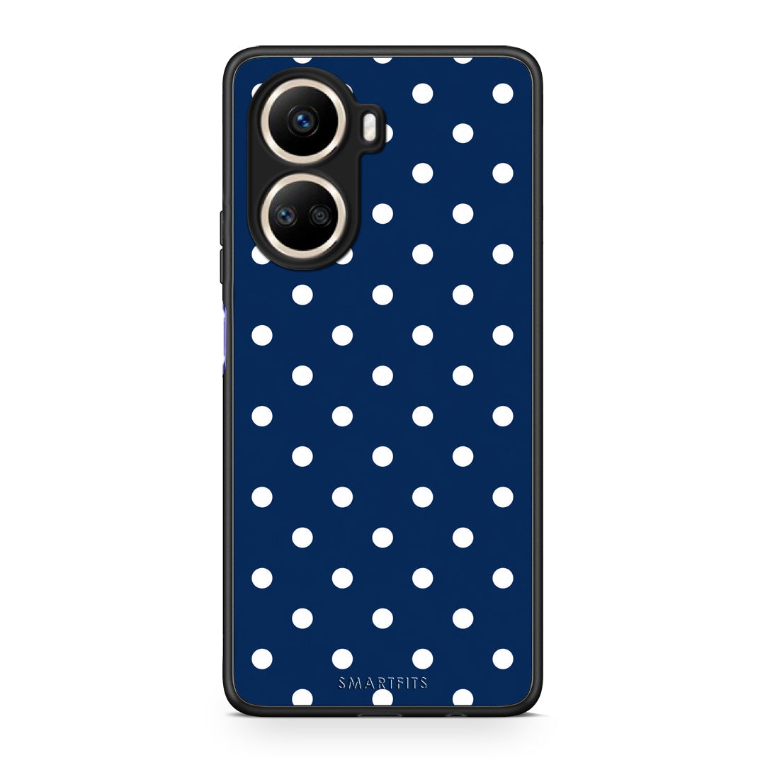 Θήκη Huawei Nova 10 SE White Small Polka Dots on Navy από τη Smartfits με σχέδιο στο πίσω μέρος και μαύρο περίβλημα | Huawei Nova 10 SE White Small Polka Dots on Navy case with colorful back and black bezels