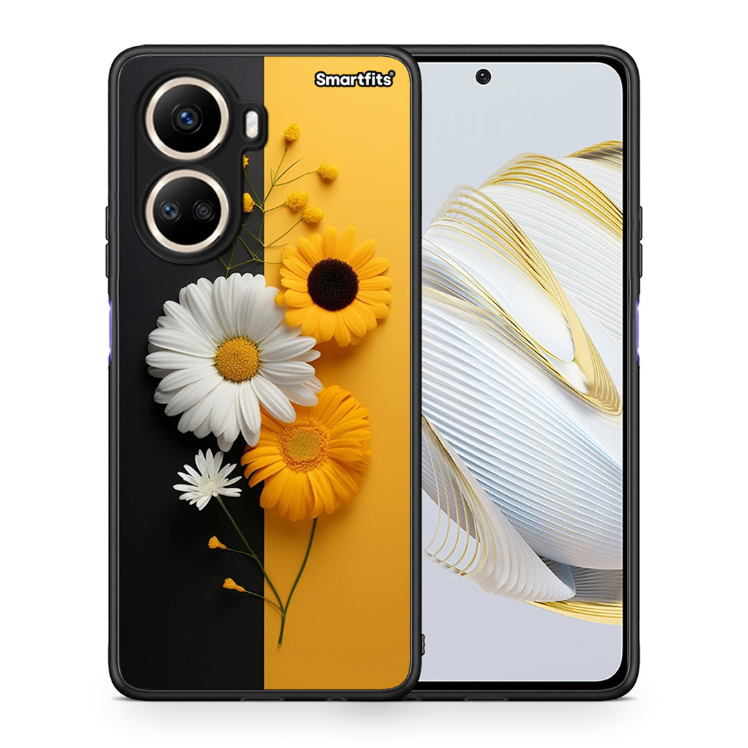 Θήκη Huawei Nova 10 SE Yellow Daisies από τη Smartfits με σχέδιο στο πίσω μέρος και μαύρο περίβλημα | Huawei Nova 10 SE Yellow Daisies Case with Colorful Back and Black Bezels