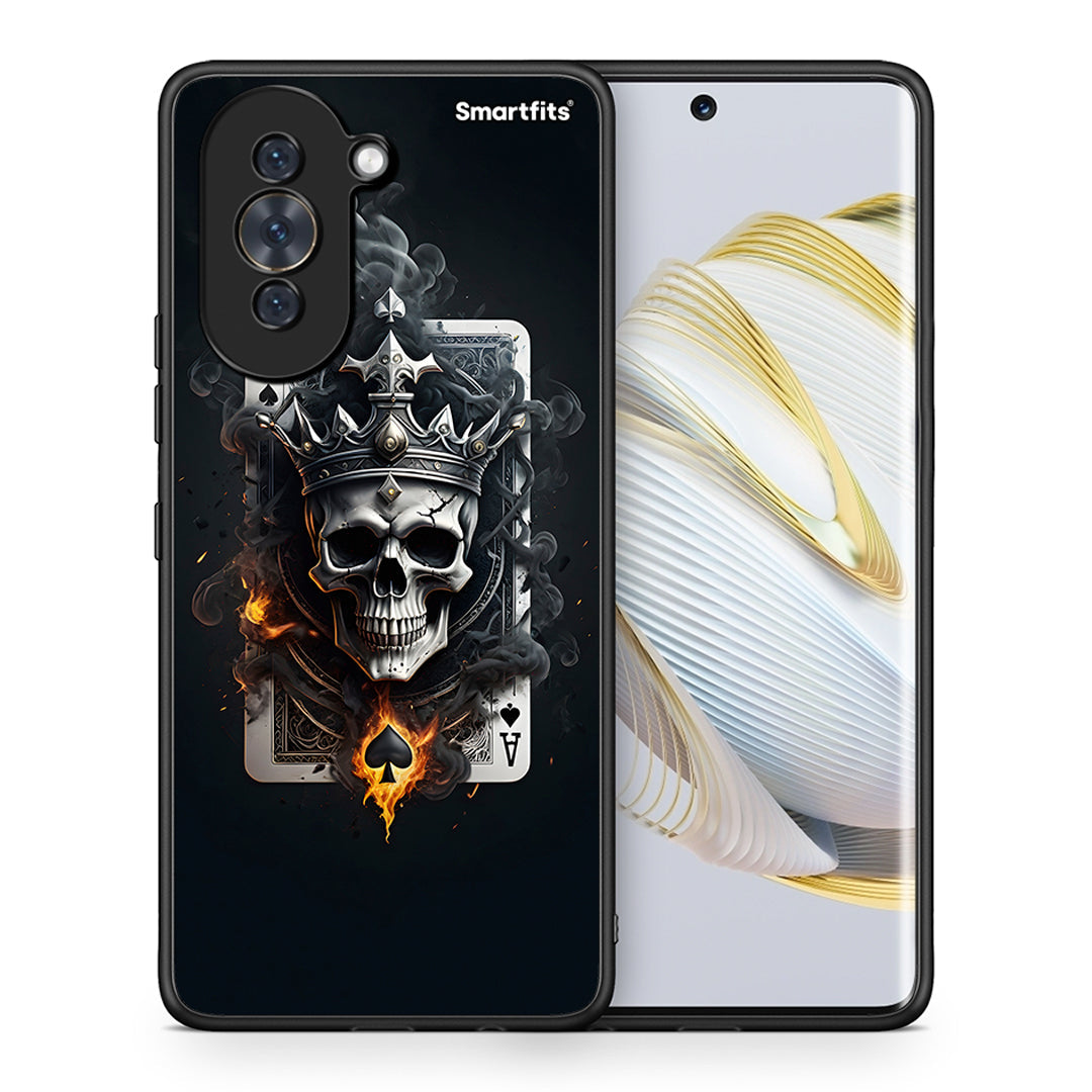 Θήκη Huawei Nova 10 Skull King Ace από τη Smartfits με σχέδιο στο πίσω μέρος και μαύρο περίβλημα | Huawei Nova 10 Skull King Ace case with colorful back and black bezels