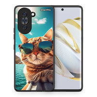 Thumbnail for Θήκη Huawei Nova 10 Summer Cat από τη Smartfits με σχέδιο στο πίσω μέρος και μαύρο περίβλημα | Huawei Nova 10 Summer Cat case with colorful back and black bezels