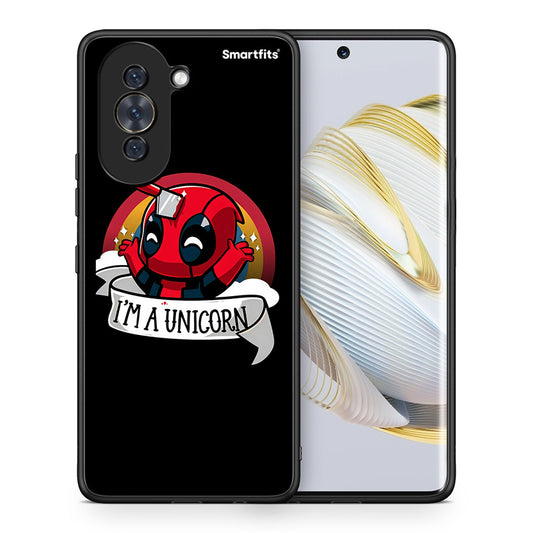 Θήκη Huawei Nova 10 Unicorn Deadpool από τη Smartfits με σχέδιο στο πίσω μέρος και μαύρο περίβλημα | Huawei Nova 10 Unicorn Deadpool case with colorful back and black bezels