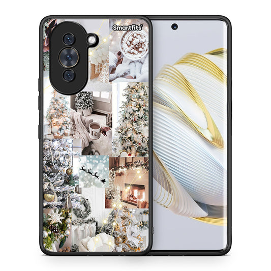 Θήκη Huawei Nova 10 White Christmas από τη Smartfits με σχέδιο στο πίσω μέρος και μαύρο περίβλημα | Huawei Nova 10 White Christmas case with colorful back and black bezels