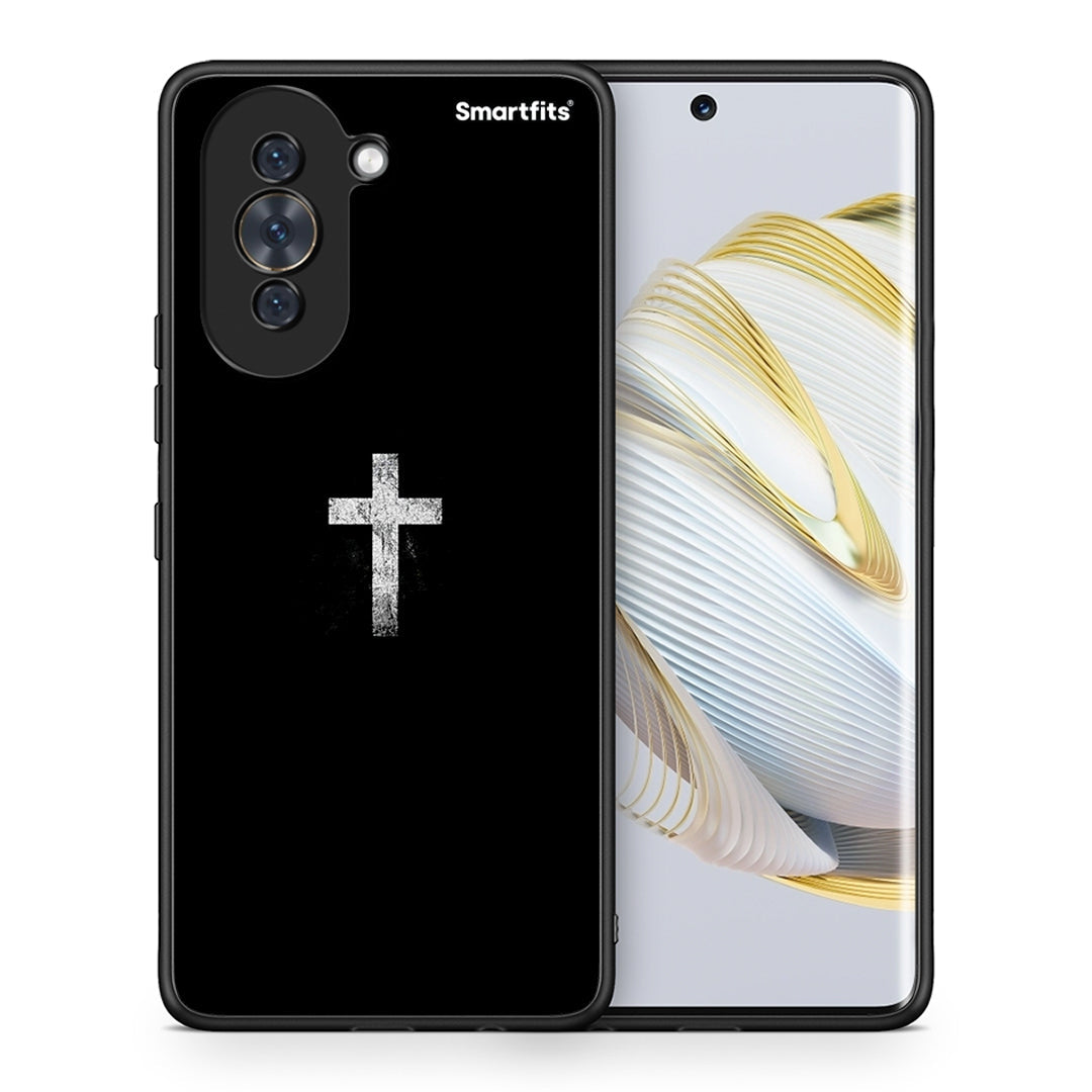 Θήκη Huawei Nova 10 White Cross από τη Smartfits με σχέδιο στο πίσω μέρος και μαύρο περίβλημα | Huawei Nova 10 White Cross case with colorful back and black bezels