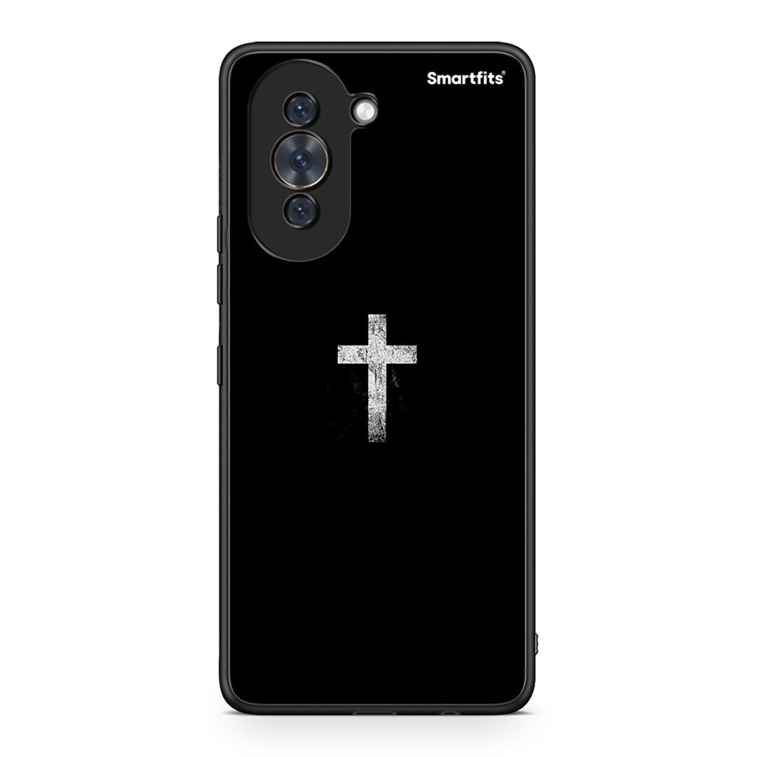 Huawei Nova 10 White Cross θήκη από τη Smartfits με σχέδιο στο πίσω μέρος και μαύρο περίβλημα | Smartphone case with colorful back and black bezels by Smartfits