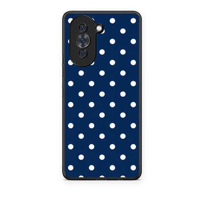 Θήκη Huawei Nova 10 White Small Polka Dots on Navy από τη Smartfits με σχέδιο στο πίσω μέρος και μαύρο περίβλημα | Huawei Nova 10 White Small Polka Dots on Navy case with colorful back and black bezels