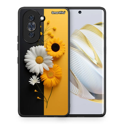 Θήκη Huawei Nova 10 Yellow Daisies από τη Smartfits με σχέδιο στο πίσω μέρος και μαύρο περίβλημα | Huawei Nova 10 Yellow Daisies case with colorful back and black bezels