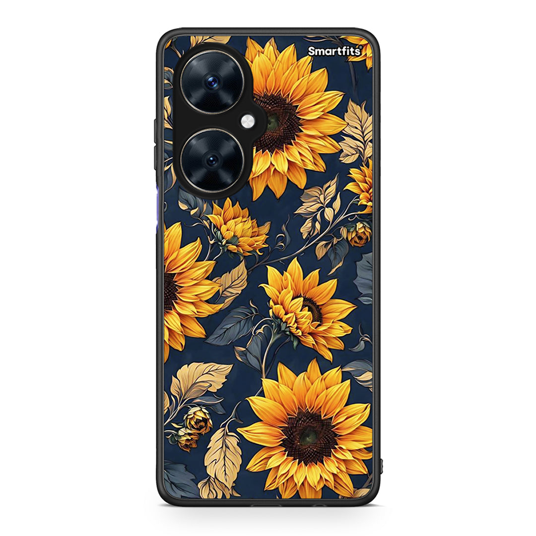 Huawei Nova 11i Autumn Sunflowers Θήκη από τη Smartfits με σχέδιο στο πίσω μέρος και μαύρο περίβλημα | Smartphone case with colorful back and black bezels by Smartfits