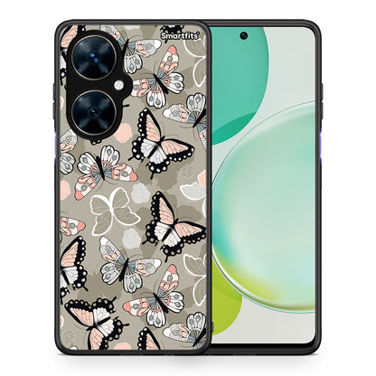 Θήκη Huawei Nova 11i Butterflies Boho από τη Smartfits με σχέδιο στο πίσω μέρος και μαύρο περίβλημα | Huawei Nova 11i Butterflies Boho case with colorful back and black bezels