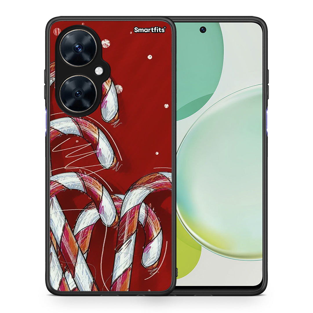 Θήκη Huawei Nova 11i Candy Cane από τη Smartfits με σχέδιο στο πίσω μέρος και μαύρο περίβλημα | Huawei Nova 11i Candy Cane case with colorful back and black bezels