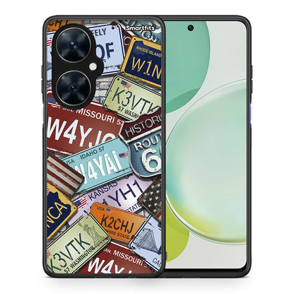 Θήκη Huawei Nova 11i Car Plates από τη Smartfits με σχέδιο στο πίσω μέρος και μαύρο περίβλημα | Huawei Nova 11i Car Plates case with colorful back and black bezels