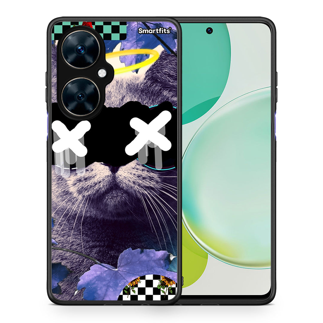 Θήκη Huawei Nova 11i Cat Collage από τη Smartfits με σχέδιο στο πίσω μέρος και μαύρο περίβλημα | Huawei Nova 11i Cat Collage case with colorful back and black bezels