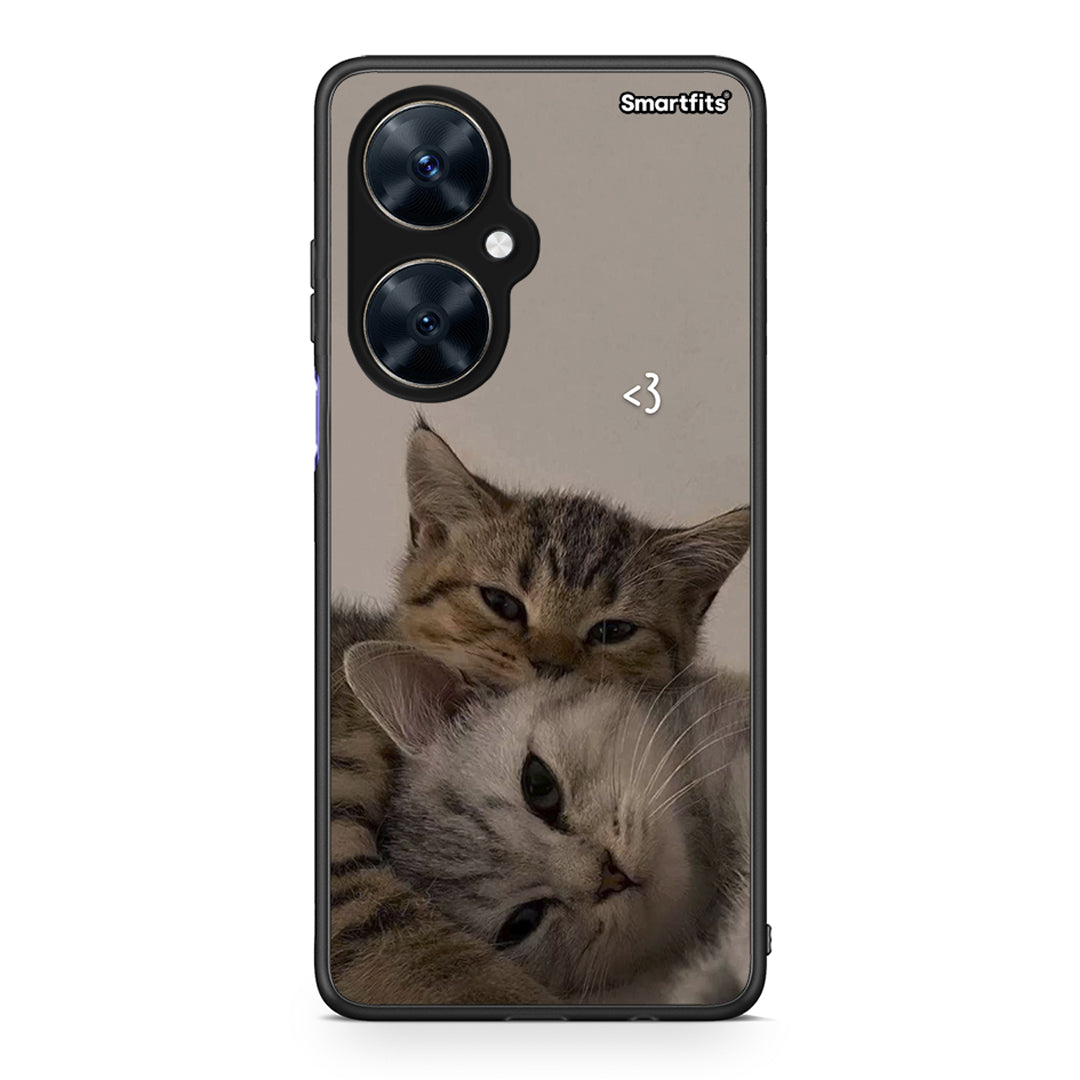 Huawei Nova 11i Cats In Love Θήκη από τη Smartfits με σχέδιο στο πίσω μέρος και μαύρο περίβλημα | Smartphone case with colorful back and black bezels by Smartfits